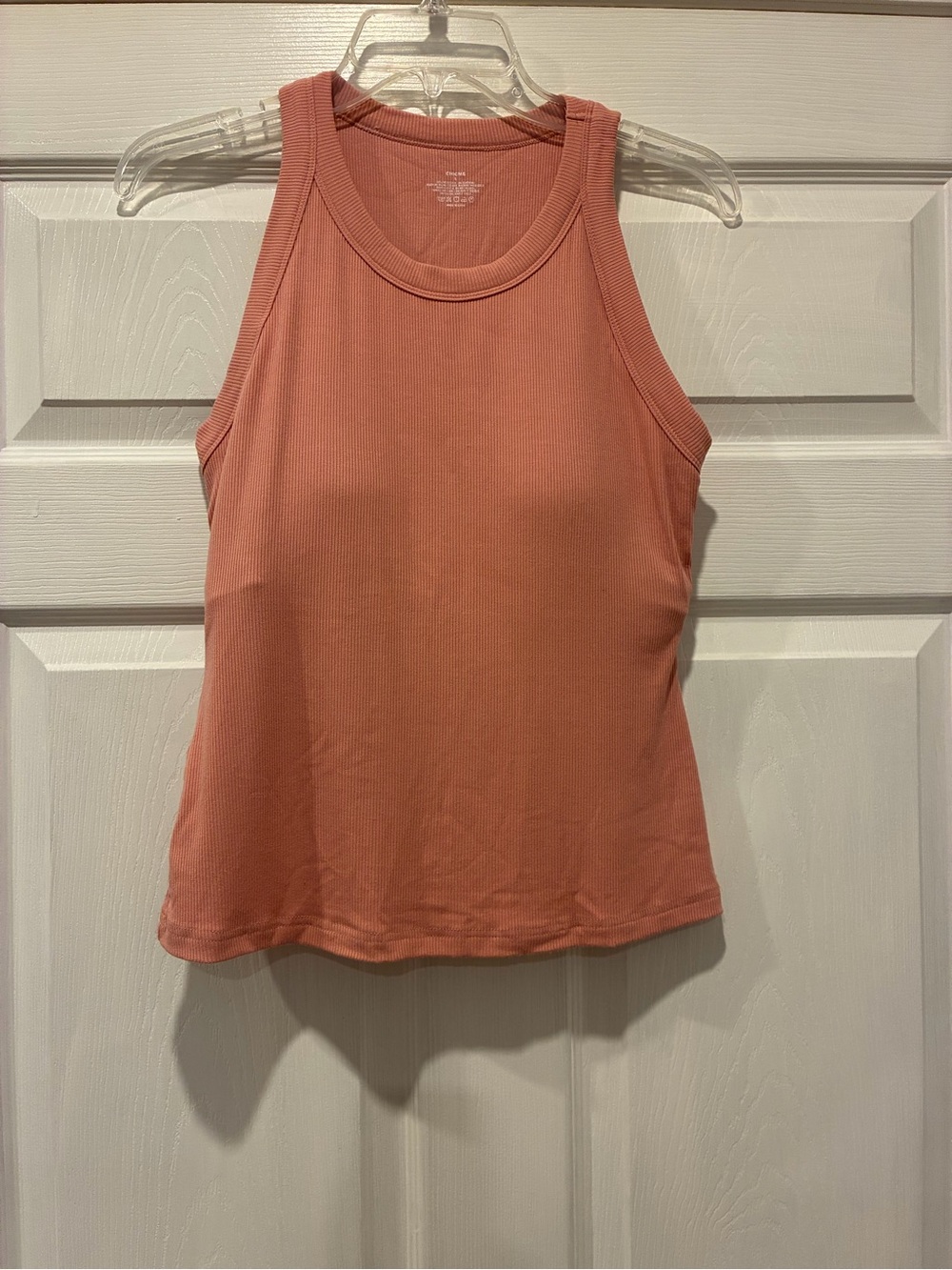 Chic Me Built in Bra Tank Coral Ribbed Tank with Racerback Style size L